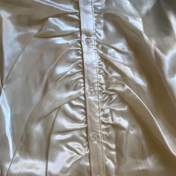 Heart Soul Satin Button Down Blouse – White, Size S - Picture 3 of 5